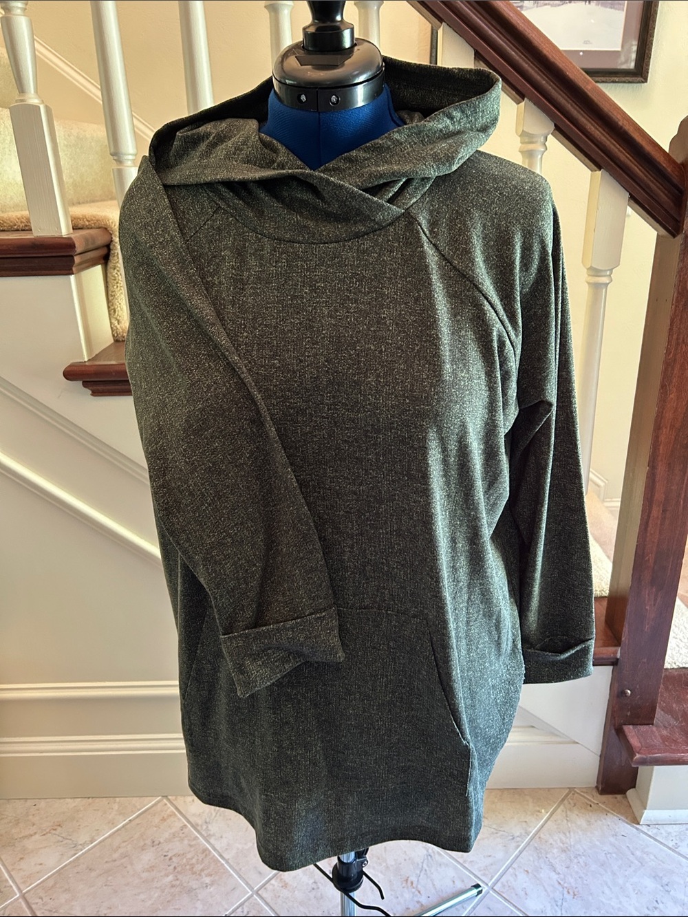 LuLaRoe Women's Hooded Cowl Neck Tunic Sweater in Olive XL